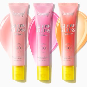 Supergoop! Glow Gloss SPF 40 Lip Balm Trio - 3-Pack High-Shine, Non-Sticky Sunscreen Lip Gloss with Peptides & Shea Butter, Broad Spectrum Protection
